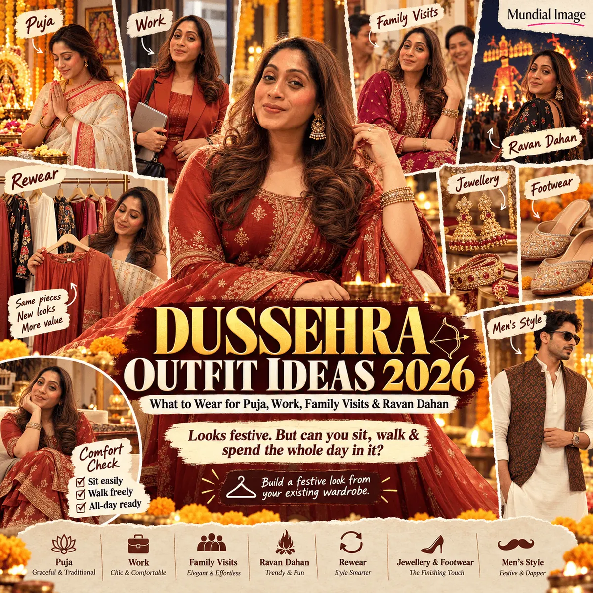 Dussehra Outfit Ideas 2026 cover: One Day, Many Rooms.