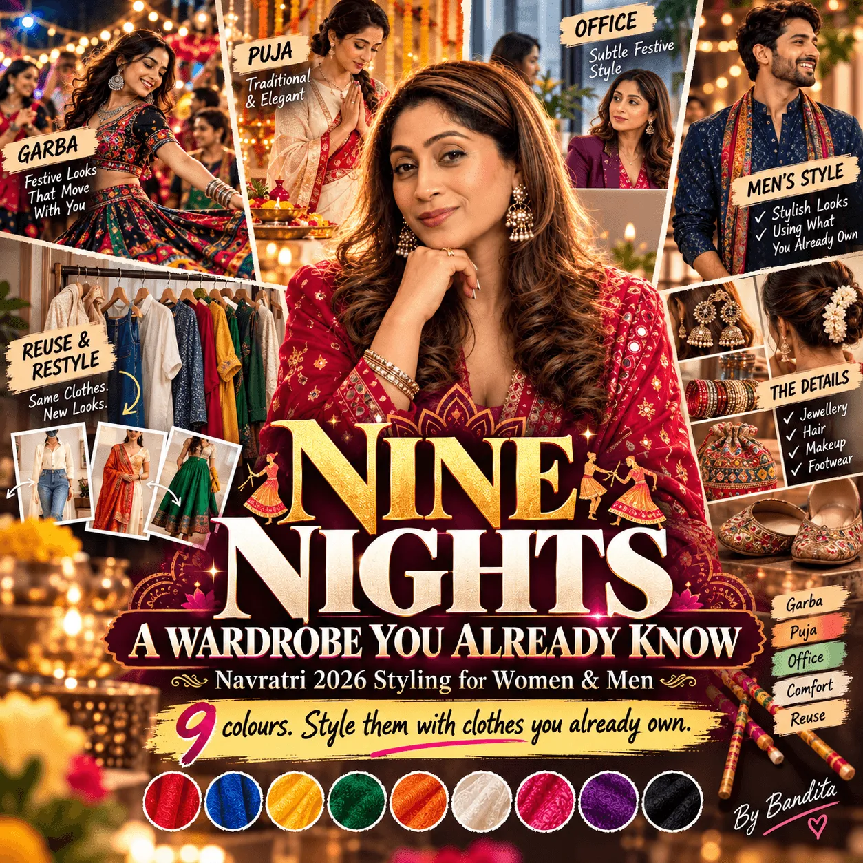 Cover of the Mundial Image guide Navratri 2026 styling for women and men.