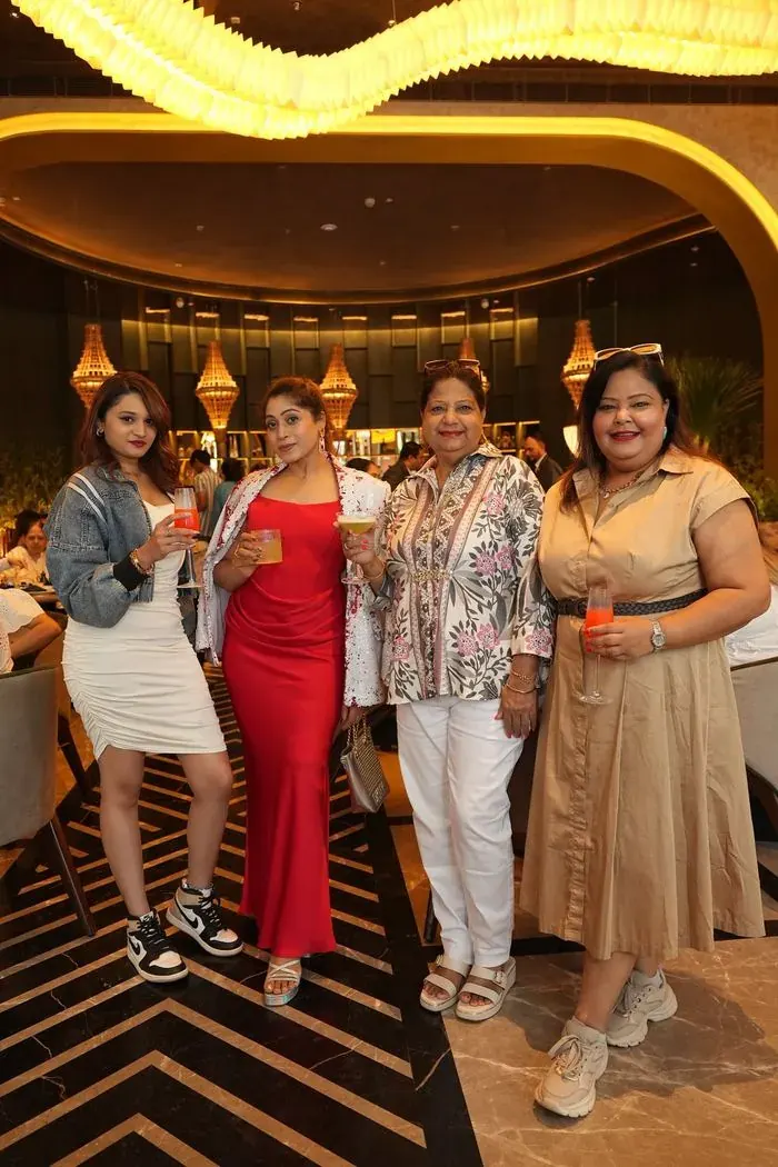Members raising a toast.
