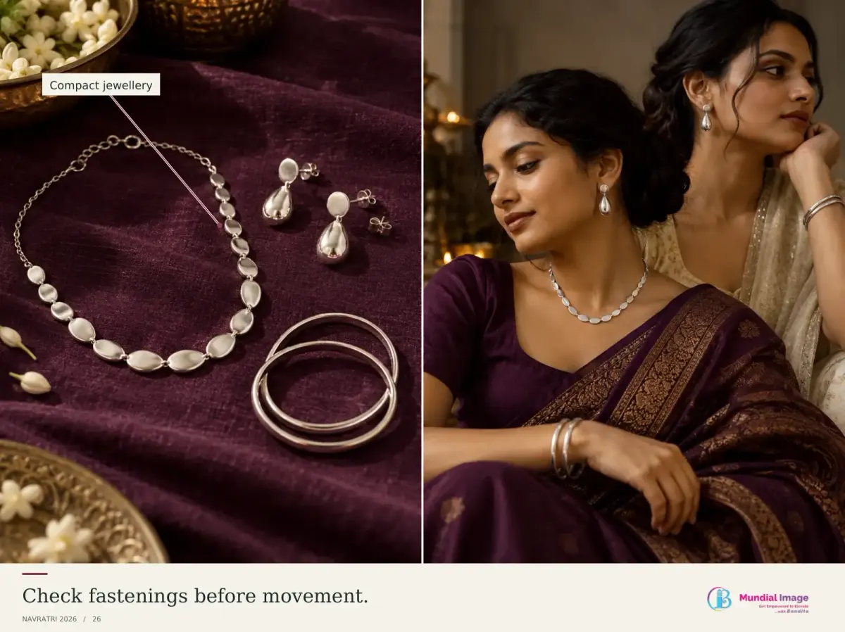 Jewellery study with Indian women illustrating the space around earrings and necklines.